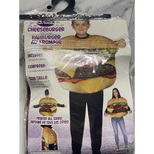 Cheeseburger Costume Child One Size‎ Fits Upto 14 Tunic Printed On All Side NWT